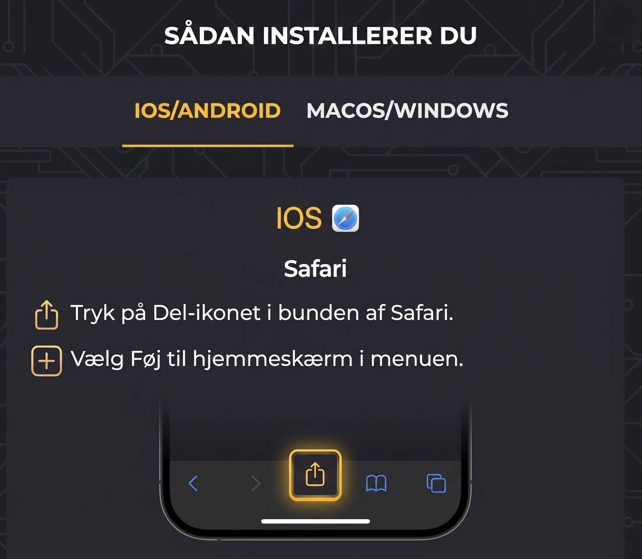 Installationsguide til mobil og pc