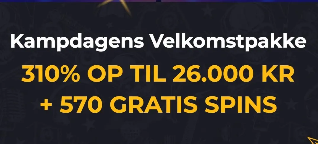 310% velkomstpakke op til 26000 kr